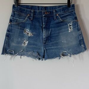 Wrangler Custom Cutoff Distressed Denim Shorts